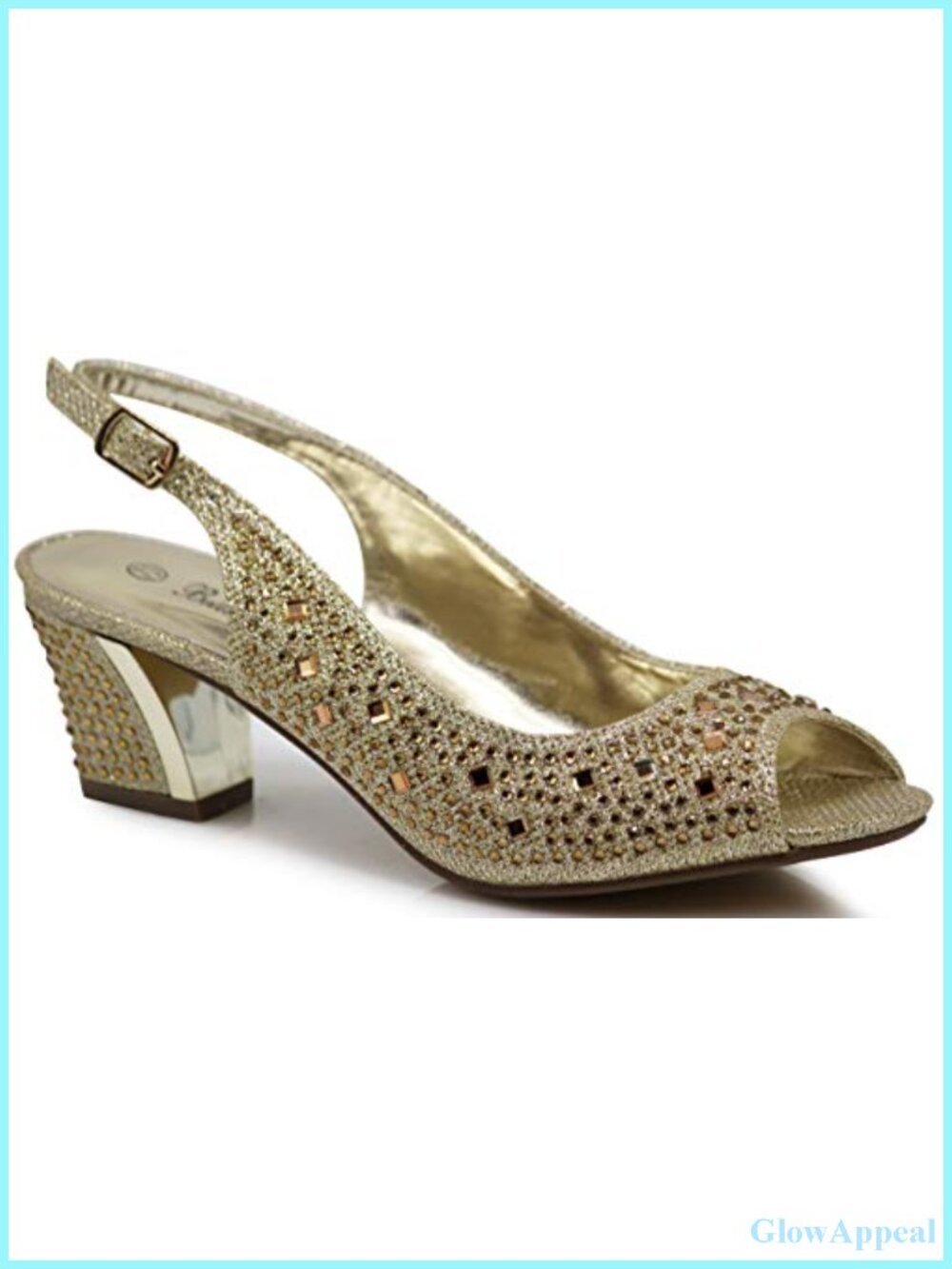 Enzo Romeo Women's Open Toe Rhinestone Wedge Sandals Slingback Low Heel Wedding